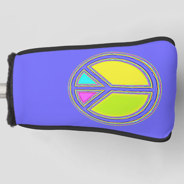 With Colours Filled PEACE Sign 1 Golf Head Cover (Front)