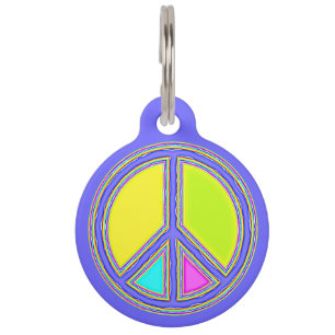 With Colours Filled PEACE Sign 1 Pet Tag