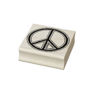 With Colours Filled PEACE Sign 1 Rubber Stamp