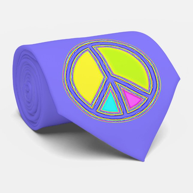 With Colours Filled PEACE Sign 1 Tie (Rolled)