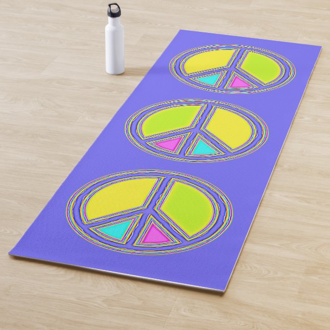 With Colours Filled PEACE Sign 1 Yoga Mat (In Situ)