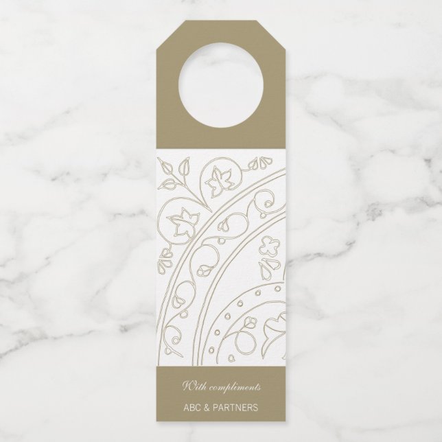 With Compliments Elegant Business Gift Bottle Hang Tag (Front)