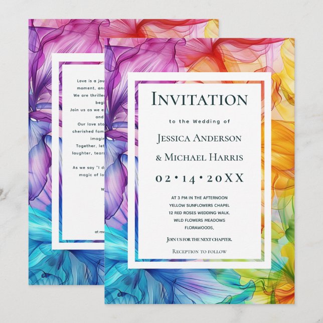 With custom text at the back Ethereal Bloom Invitation (Front/Back)