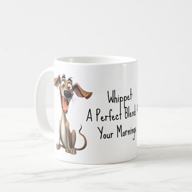 With custom text, 🐶crazy 🤪 whippet coffee mug (Front Left)