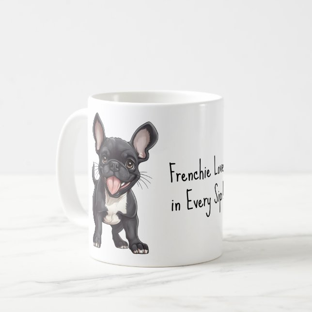 With custom text, 🐶Frenchie puppy Coffee Mug (Front Left)