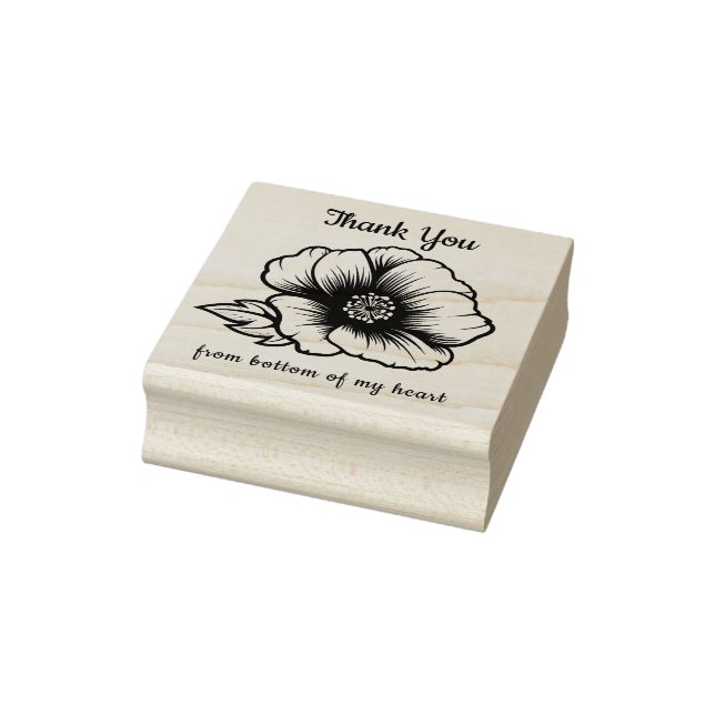 With custom text poppy flower rubber stamp (Stamp)