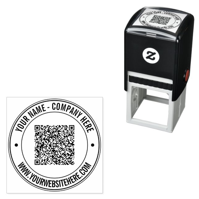 With Custom Text Your QR Code Round Stamp Example (In Situ)