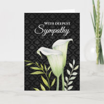 With Deep Sympathy White Calla Lilies Leafy Green
