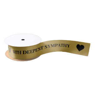 With Deepest Sympathy Antique Gold Ribbon   Satin Ribbon