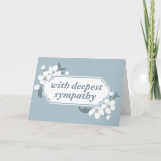 With Deepest Sympathy Beautiful Grey Floral Card (Front)