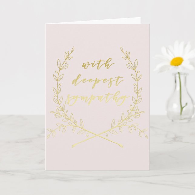 With Deepest Sympathy - Blush Pink Condolence Card (Small Plant)