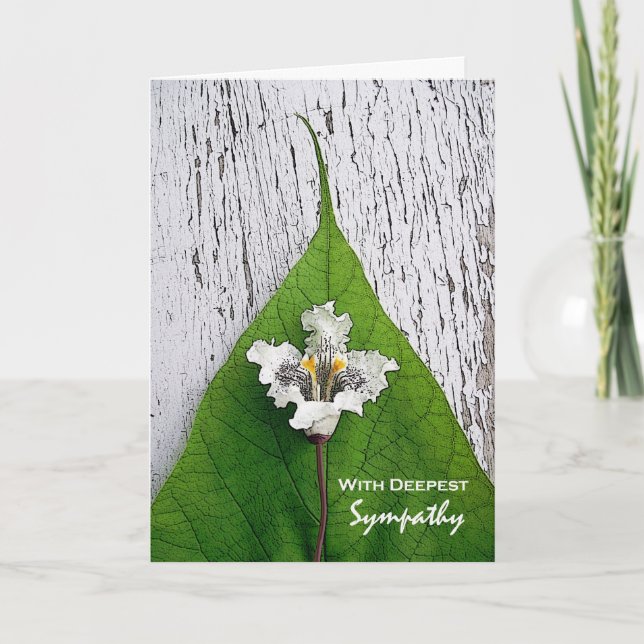 With Deepest Sympathy Catalpa Blossom and Leaf Card (Front)