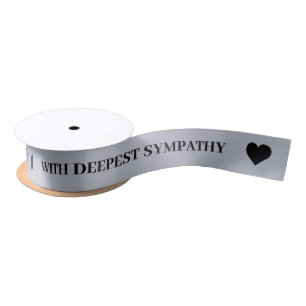 With Deepest Sympathy Frost Silver Ribbon Satin Ribbon