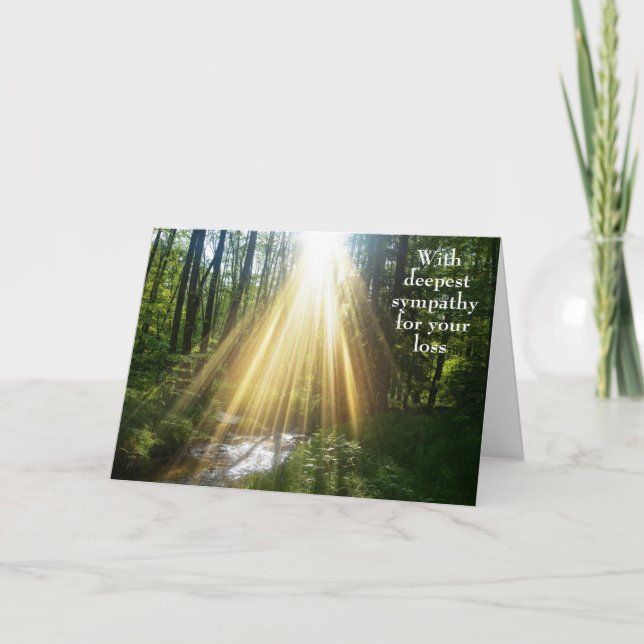 With deepest sympathy - Green Forest and sunrays Card (Front)