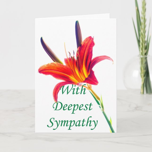 With Deepest Sympathy Lily flower card (Front)