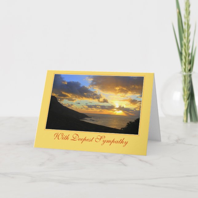 With Deepest Sympathy Ocean Shore Sunset Card (Front)