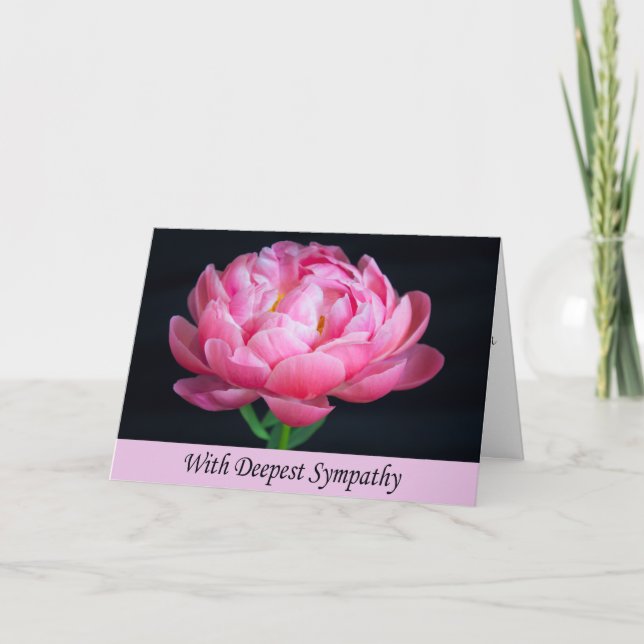 With Deepest Sympathy Pink Peony Card (Front)