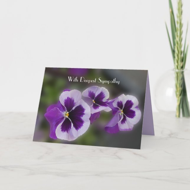 With Deepest Sympathy, Purple Flowers Greeting  Card (Front)