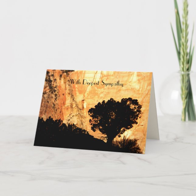 With Deepest Sympathy, Solitary Tree Greeting Card (Front)