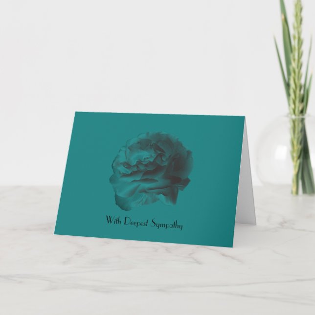 With Deepest Sympathy, Teal Rose Card (Front)