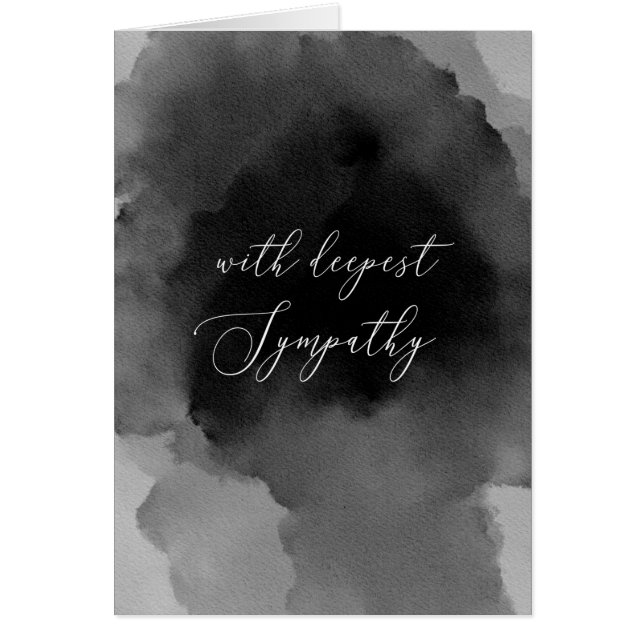 With deepest sympathy. Watercolor black script (Front)
