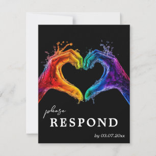 🌈❤️With dietary choice Heart of Pride wedding RSVP Card