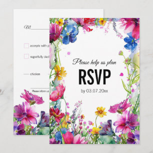 💍 With dietary choice Meadow Blooms RSVP card