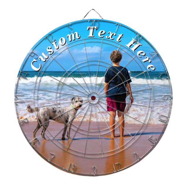 With Dog Photo Dart Board Personalized Text (Front)