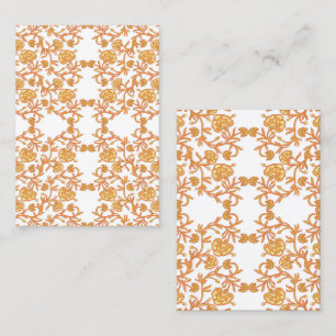 with Elegant Orange and White Floral Wallpaper Business Card