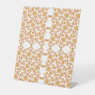 with Elegant Orange and White Floral Wallpaper Pedestal Sign