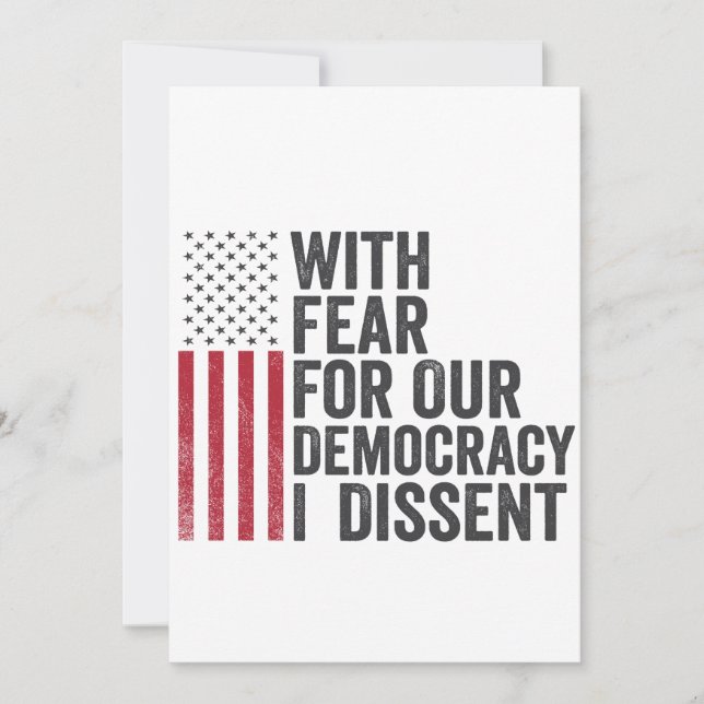 With Fear for Our Democracy I Dissent American   Holiday Card (Front)