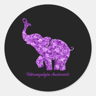 With Flower Fibromyalgia Awareness Ribbon Classic Round Sticker