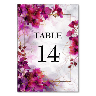 💍With Fuchsia Enchantment: Watercolor Table Number
