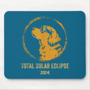 With Funny Total Solar Eclipse Golden Retriever Mouse Pad