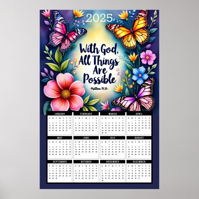 With God, All Things Are Possible 2025 Calendar  Poster (Front)