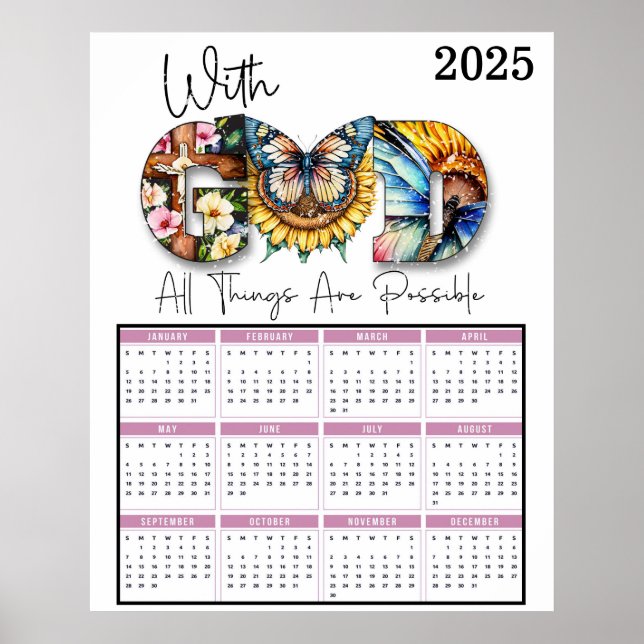 With God all things are possible 2025 Calendar Poster (Front)