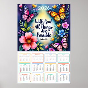 With God, All Things Are Possible 2026 Calendar  Poster