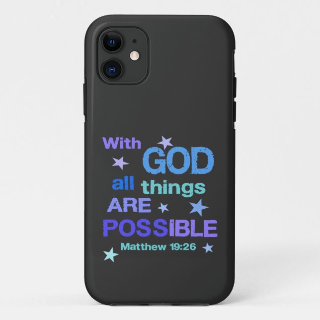With God all things are Possible Bible Verse Case-Mate iPhone Case (Back)