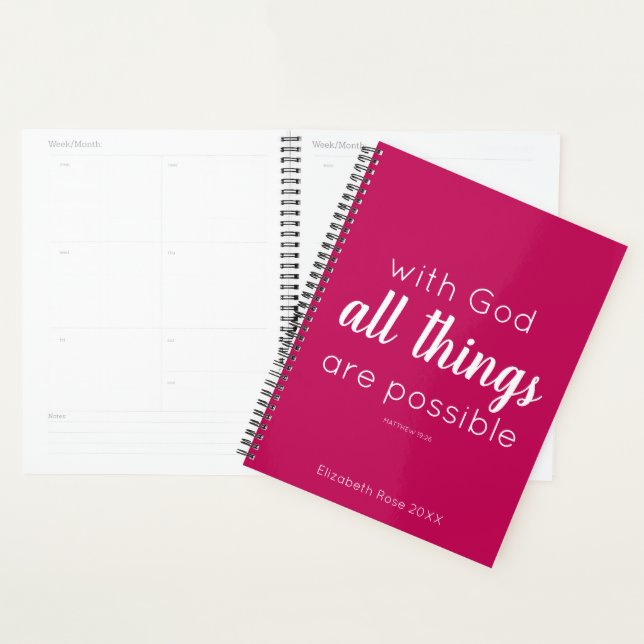 With God all things are possible Bible Verse Name Planner (Display)