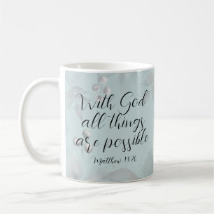 With God All Things Are Possible Blue Green Floral Coffee Mug