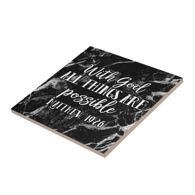With God all things are Possible Christian Bible Ceramic Tile (Side)