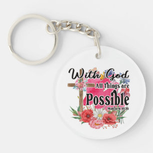 With God All Things Are Possible Christian Bible Key Ring