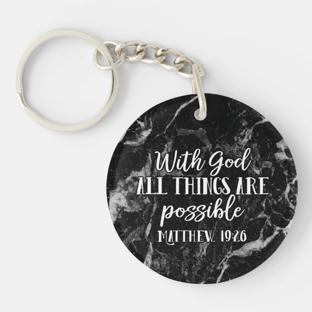 With God all things are Possible Christian Bible Key Ring (Front)