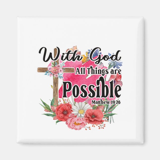 With God All Things Are Possible Christian Bible  Magnet (Front)