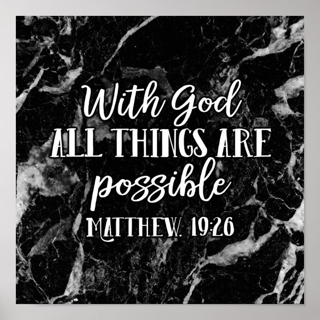 With God all things are Possible Christian Bible Poster (Front)