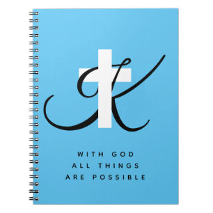 With God All Things Are Possible Christian cross Notebook