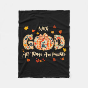 With God All Things Are Possible Christian Fall Pu Fleece Blanket