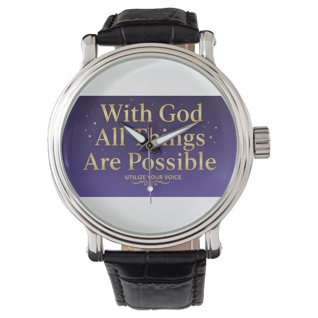 With God All Things Are Possible Christian Watch (Front)