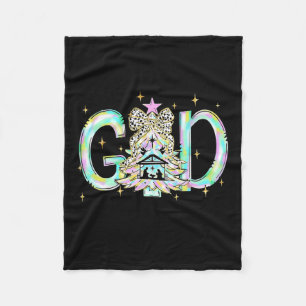 With God All Things Are Possible Christmas Nativit Fleece Blanket