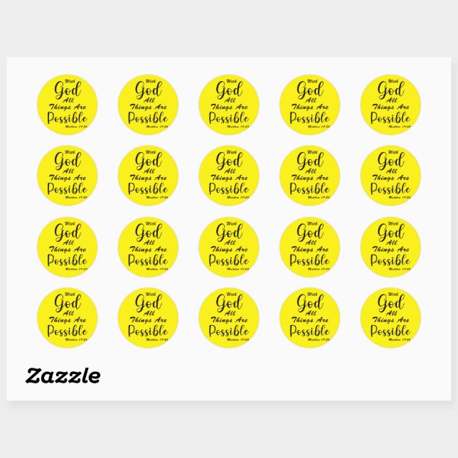 With God All Things Are Possible Classic Round Sticker (Sheet)